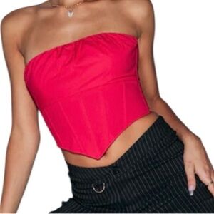 Princess Polly Bad Gal Bustier Red Sz 0 Boning Corset Crop Top Slim Fit READ